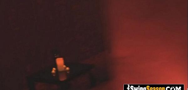 Intimate oral sex between swapped swinger couples in a wild orgy.